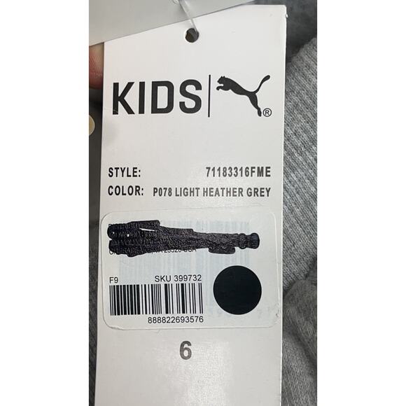 PUMA Big Boy Gray Sweatpants Kids Size 6 New - Picture 6 of 10